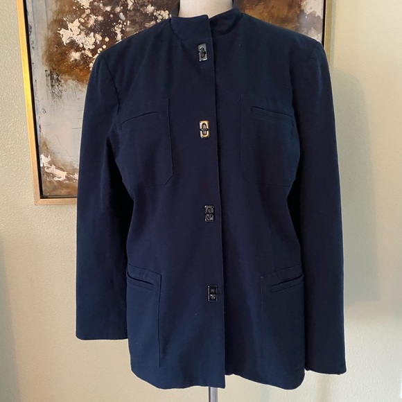 Ralph Lauren Jackets & Blazers - Vintage Classic Ralph Lauren leather Indigo navy blue blazer jacket size 14 EC
